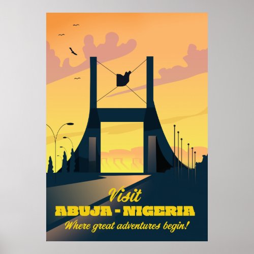 Abuja Nigeria City Gate Vintage travel poster