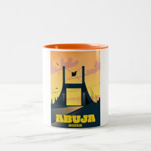 Abuja Nigeria City Gate Vintage travel poster Two-Tone Coffee Mug