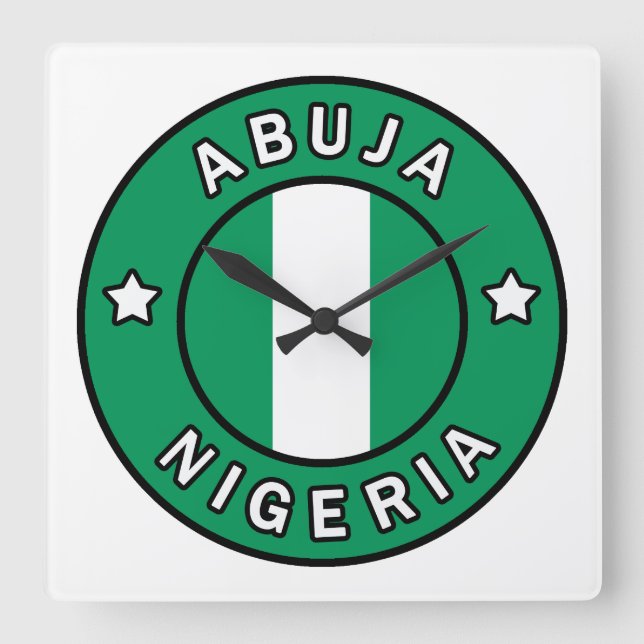 Abuja Nigeria Square Wall Clock (Front)