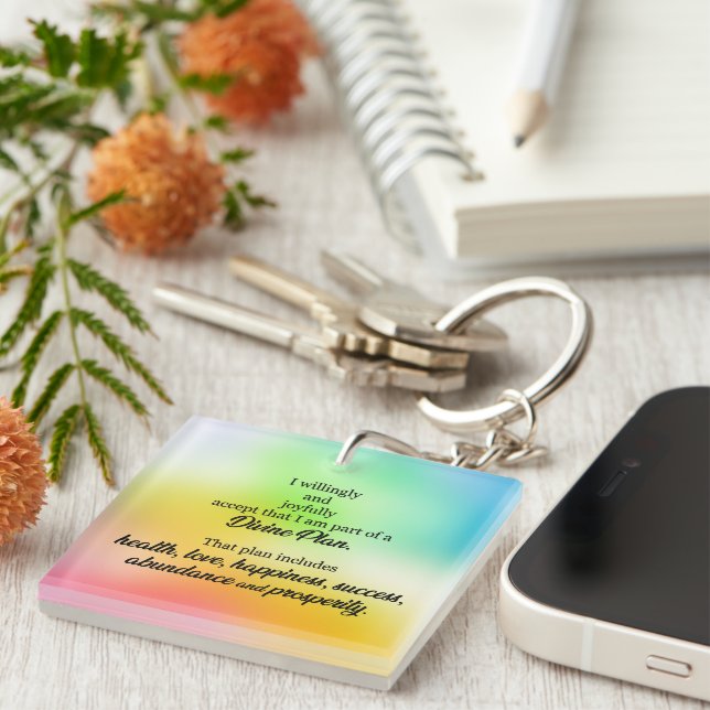 Abundance and Prosperity Divine Plan Affirmation  Keychain (Front Right)