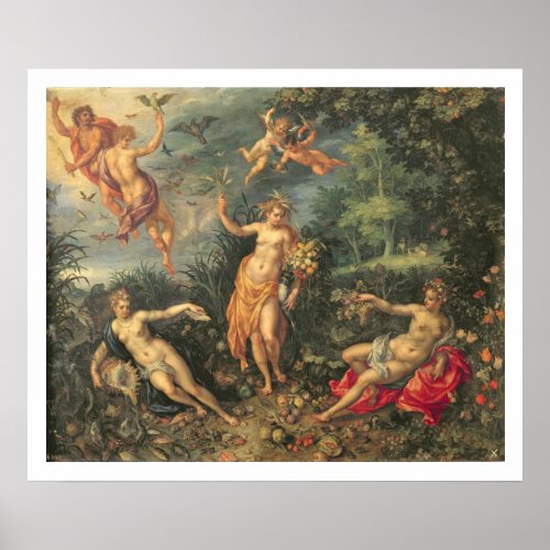 Abundance and the Four Elements c1606 oil on co Poster
