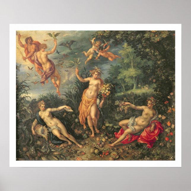 Abundance and the Four Elements, c.1606 (oil on co Poster (Front)