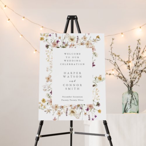 Abundance Dried Wildflower Boho Wedding Welcome Foam Board