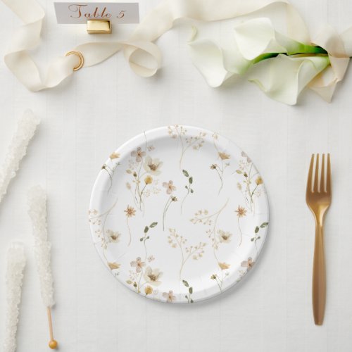 Abundance Dried Wildflower Pampas Wreath Wedding Paper Plates