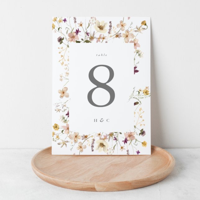 Abundance Dried Wildflower Pampas Wreath Wedding Table Number (Creator Uploaded)