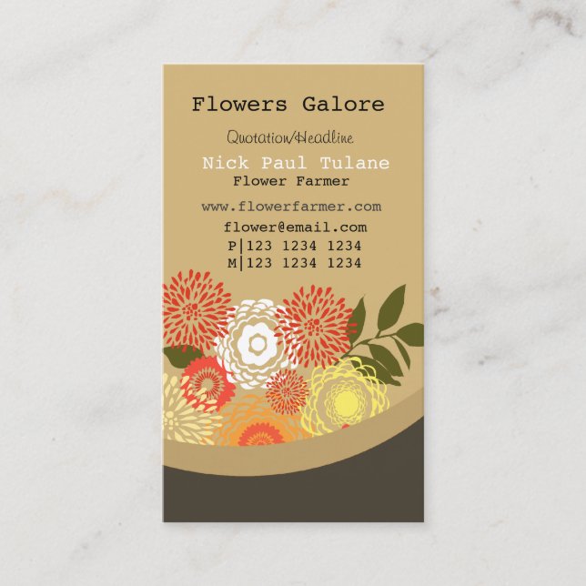 Abundance Flowers Blooming Floral Chrysanthemum Business Card (Front)