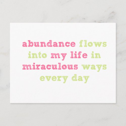 Abundance flows Postcard Affirmation