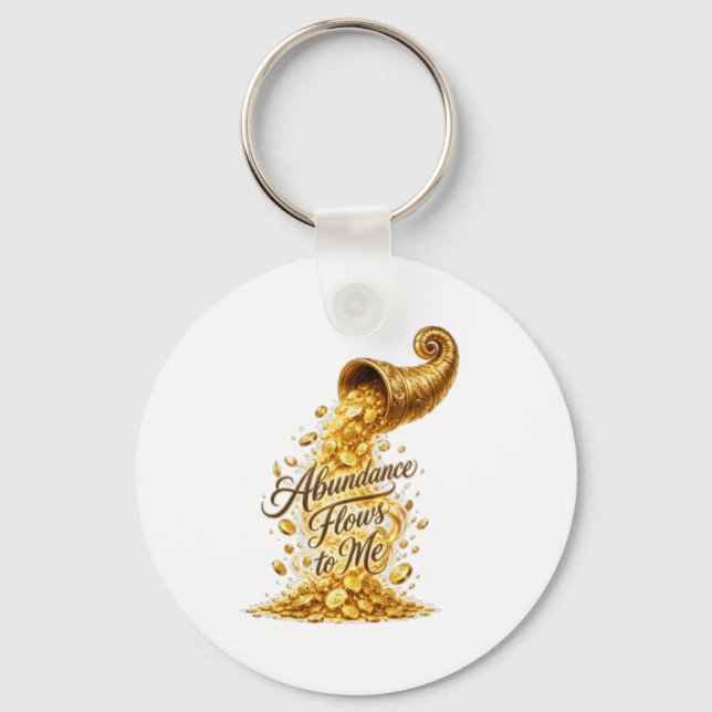 Abundance Flows to Me Round Keychain (Front)