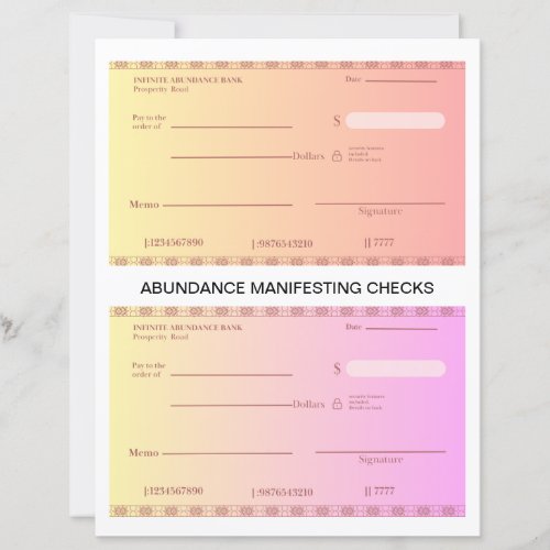 Abundance manifesting checks
