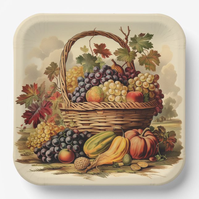 Abundance of Autumn: Bountiful Feast Paper Plates (Front)