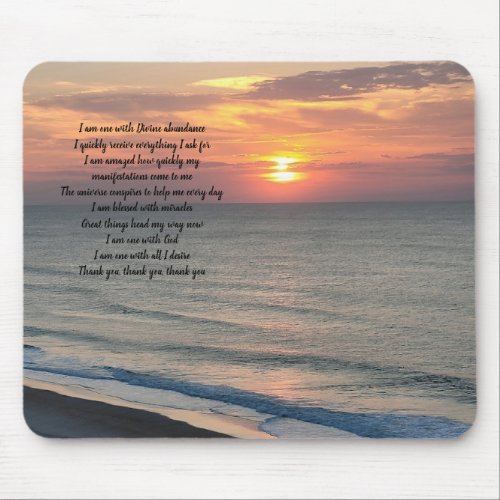 Abundance Prayer Law of Attraction Daily Mantra Mouse Pad