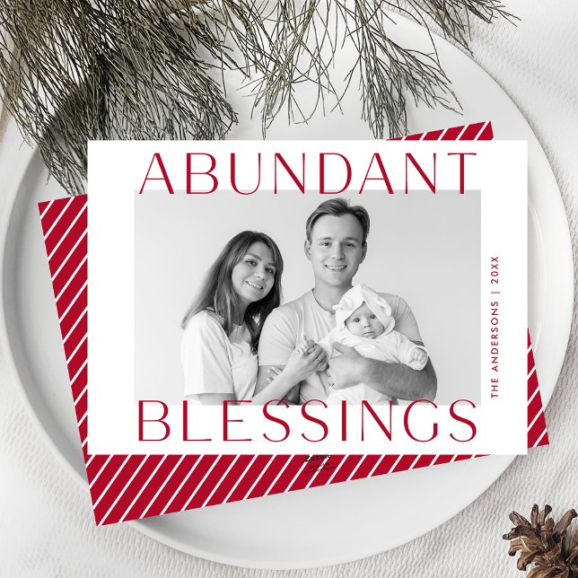 Abundant Blessings Cranberry Photo Holiday Card (Creator Uploaded)