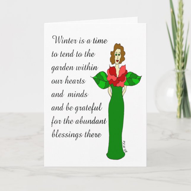 Abundant Blessings "Winter Rose" Holiday Card (Front)