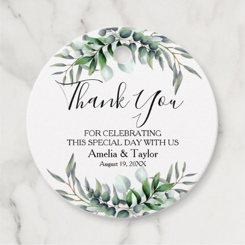 Abundant Eucalyptus Leaves Round Favor Tags