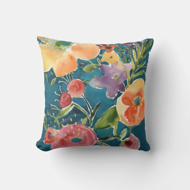 Abundant Florals I Throw Pillow (Front)