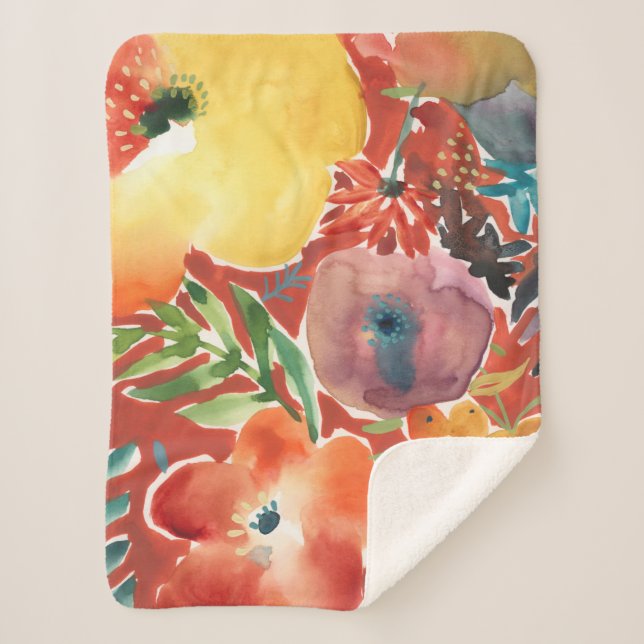 Abundant Florals III Sherpa Blanket (Front)