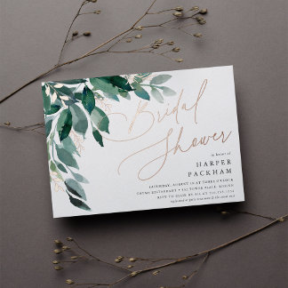 Abundant Foliage | Bridal Shower Foil Invitation