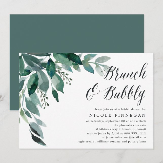 Abundant Foliage | Brunch & Bubbly Invitation (Front/Back)
