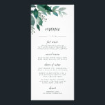 Abundant Foliage Menu Card<br><div class="desc">Our chic botanical wedding or special event menu features your starter courses, entrees and desserts accented with a spray of watercolor green foliage and eucalyptus leaves. "Menu" appears at the top in elegant calligraphy lettering. Coordinates with our Abundant Foliage wedding and event collection. Use the template fields to add your...</div>