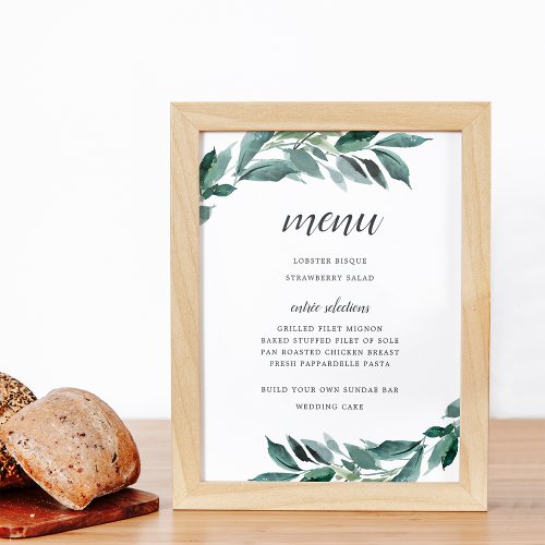 Abundant Foliage Menu Sign