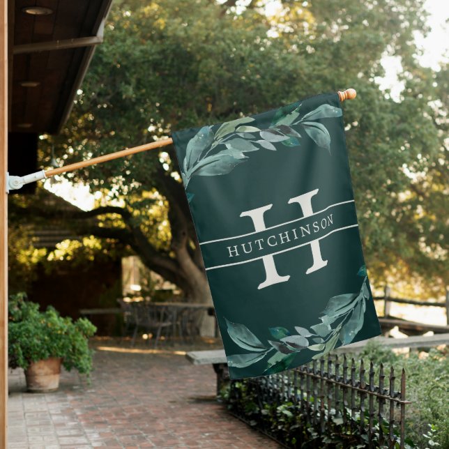 Abundant Foliage | Monogram & Family Name House Flag (In SItu)