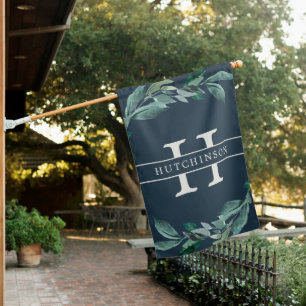 Abundant Foliage Monogram & Family Name House Flag