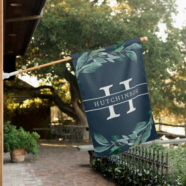 Abundant Foliage | Monogram & Family Name House Flag (In SItu)