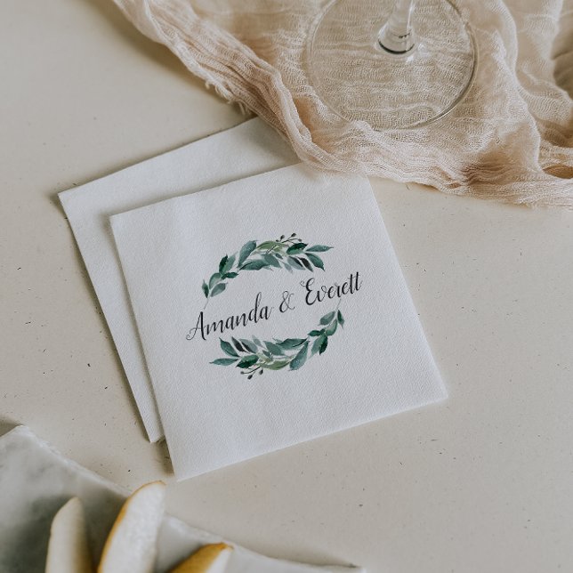 Abundant Foliage Personalized Wedding Paper Napkins (Creator Uploaded)