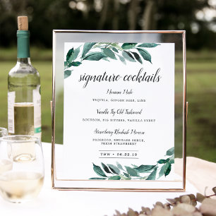 Abundant Foliage Signature Cocktail Menu Sign
