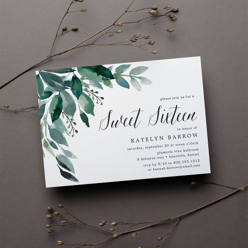 Abundant Foliage  Sweet Sixteen Invitation