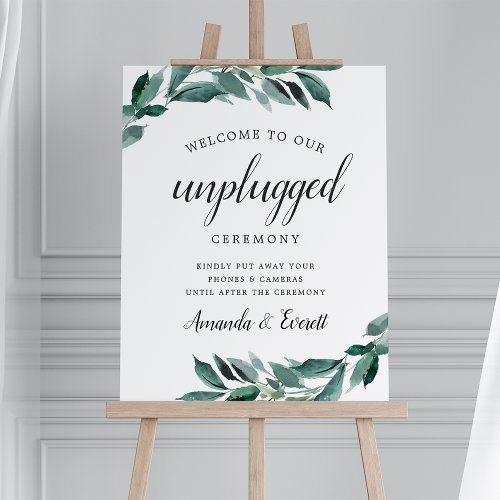 Abundant Foliage Unplugged Wedding Ceremony Sign