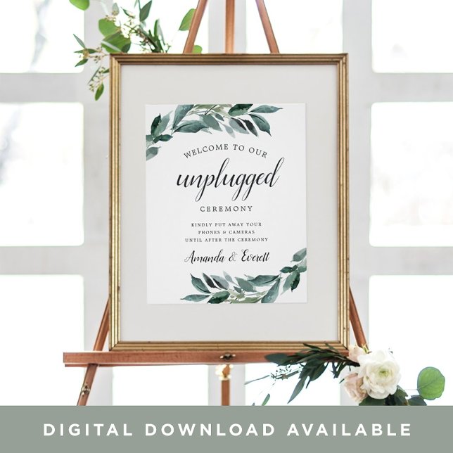 Abundant Foliage Unplugged Wedding Ceremony Sign (Creator Uploaded)