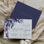 Abundant Foliage Violet Botanical Bat Mitzvah Invitation<br><div class="desc">Lovely botanical invitations for bat mitzvahs feature watercolor leaves and foliage in shades of indigo blue and violet purple,  cascading from the upper left corner. Customize with your Bat Mitzvah details aligned at the right and embellished with chic calligraphy. Additional template field provided on the back for more details.</div>