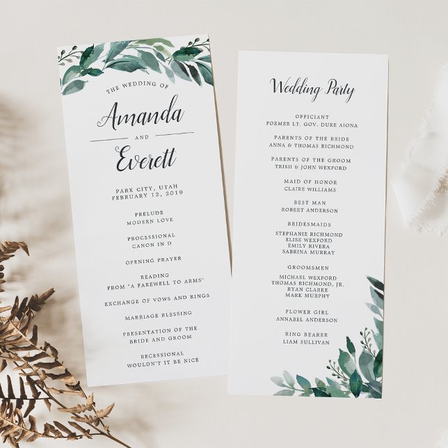 Abundant Foliage Wedding Ceremony Program (Creator Uploaded)