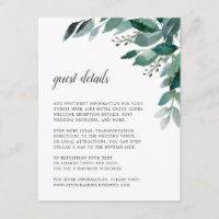 Abundant Foliage Wedding Guest Details Card