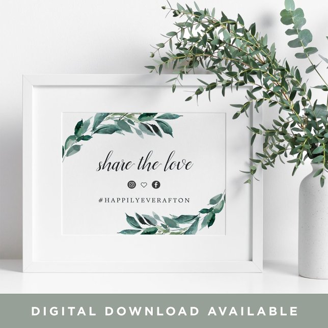Abundant Foliage Wedding Hashtag Sign (Creator Uploaded)