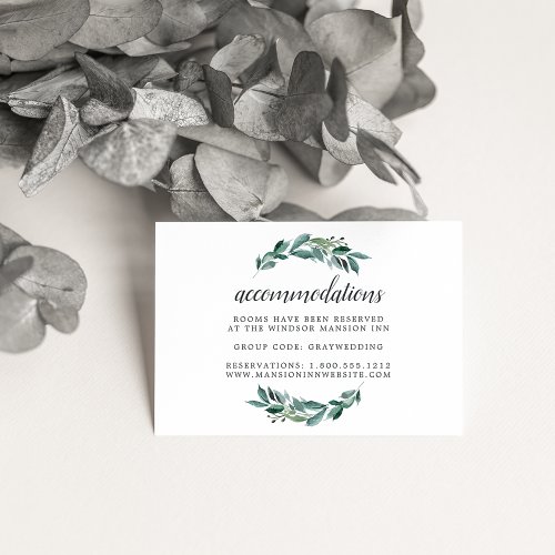 Abundant Foliage Wedding Hotel Accommodation Cards