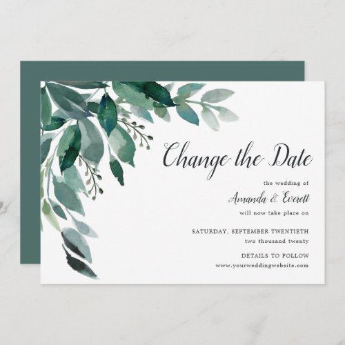 Abundant Foliage Wedding Postponement Announcement