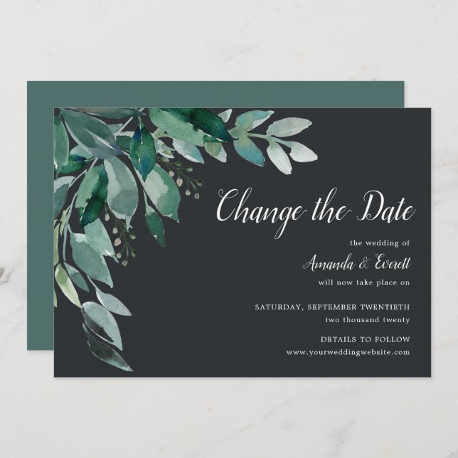 Abundant Foliage Wedding Postponement Announcement (Front/Back)