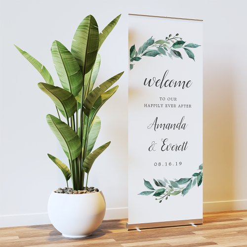 Abundant Foliage Wedding Welcome Retractable Banner