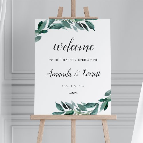 Abundant Foliage Wedding Welcome Sign