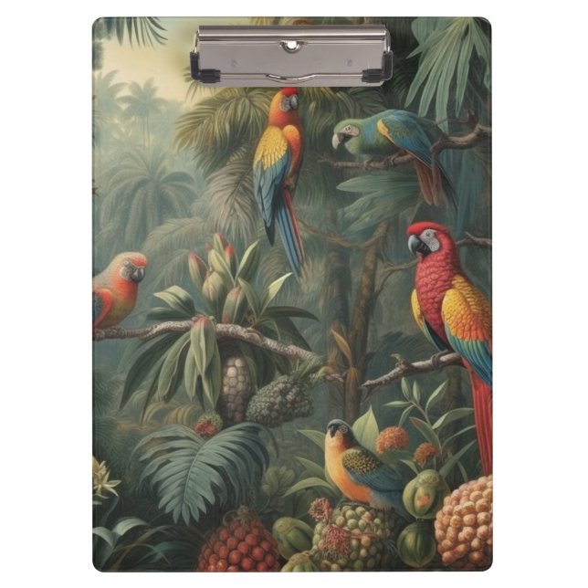 Abundant Forest Canopy Scarlet Macaw and Pineapple Clipboard (Front)