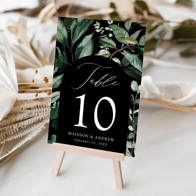 Abundant Greenery Arch Black Personalized Wedding Table Number (Creator Uploaded)