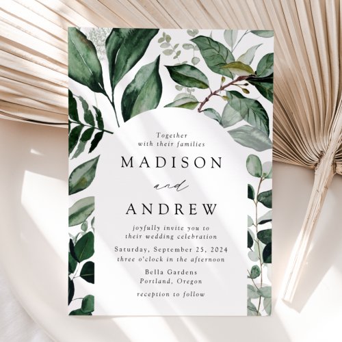 Abundant Greenery Arch Frame Wedding Invitation