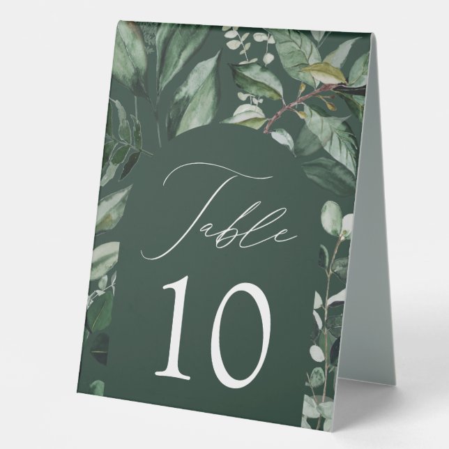 Abundant Greenery Arch Frame Wedding Table Number Table Tent (Front)