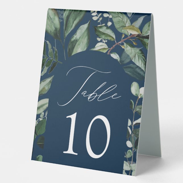 Abundant Greenery Arch Frame Wedding Table Number Tent (Front)