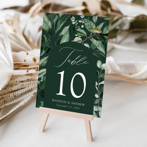 Abundant Greenery Arch Personalized Wedding Table Number