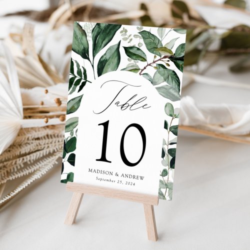Abundant Greenery Arch Personalized Wedding Table Number