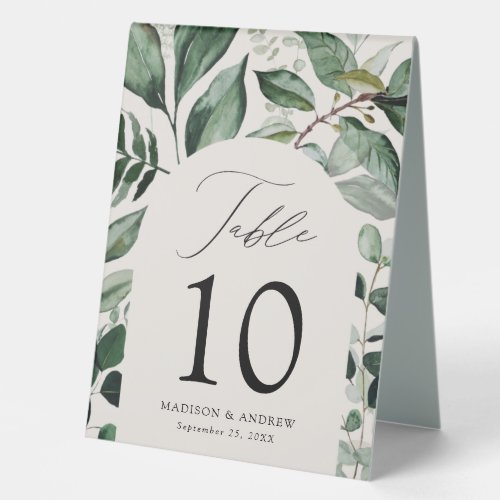 Abundant Greenery Arch Wedding Table Number Table Tent Sign