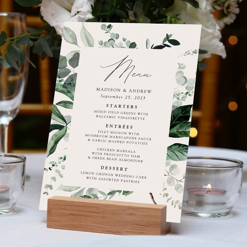 Abundant Greenery Cream Dinner Wedding Menu